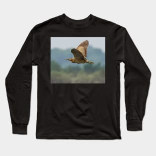 Bittern in flight in the UK Long Sleeve T-Shirt